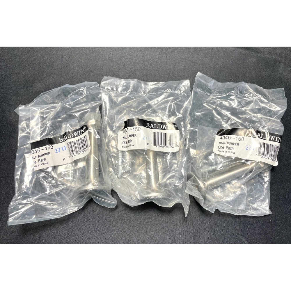 Baldwin 4050150 3-3/4 Inch Solid Brass Door Stop Bumper - Satin Nickel -Lot of 3